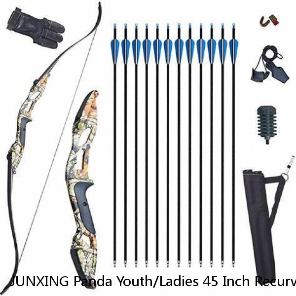 JUNXING Panda Youth/Ladies 45 Inch Recurve Bow With 6 Arrows - Right Hand