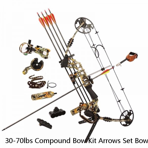 30-70lbs Compound Bow Kit Arrows Set Bow Sight Archery RH Shooting Hunting